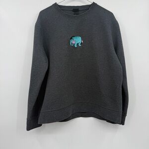H&M Sweatshirt Women Large Gray Disney Eeyore Embroidered Pullover Crew Neck